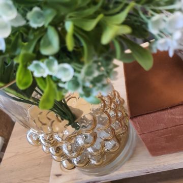 Püskürtme Sarı Cam Vazo Küçük Boy