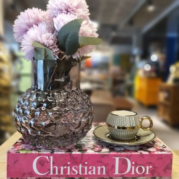 Püskürtme Gri Cam Vazo Küçük Boy