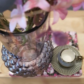 Püskürtme Gri Cam Vazo Büyük Boy