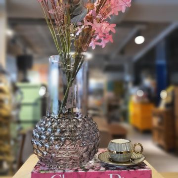 Püskürtme Gri Cam Vazo Büyük Boy