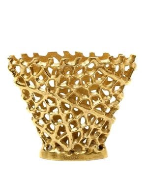 Altın Metal Dekor Vazo 22cm