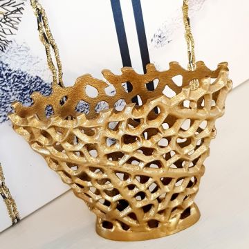 Altın Metal Dekor Vazo 22cm