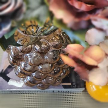 Kahve Kabarcık Cam Vazo Küçük Boy