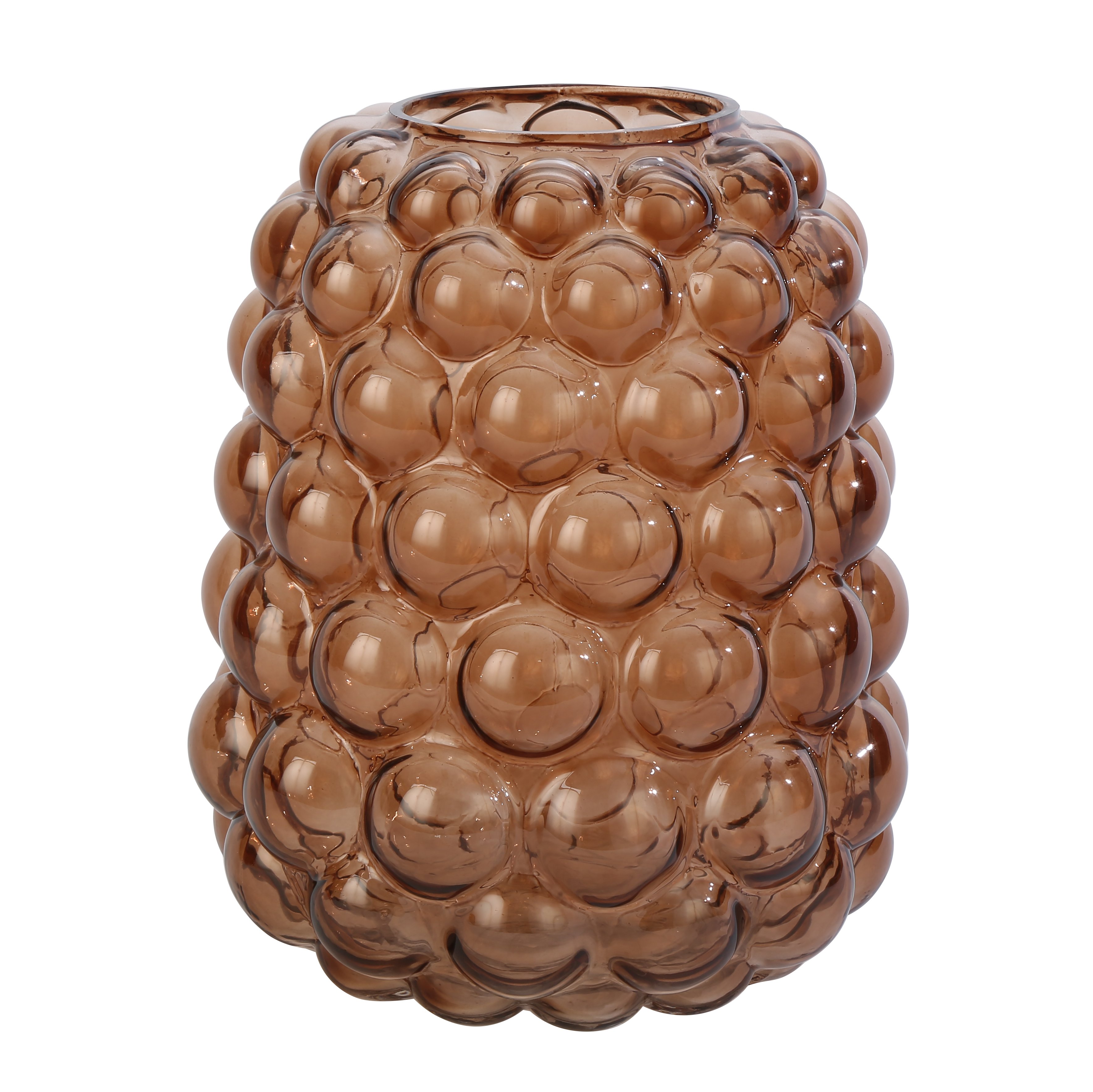 Kahve Kabarcık Cam Vazo Büyük Boy