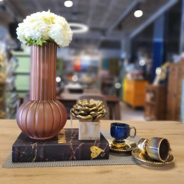 Bakır Kabak Model Cam Vazo Küçük Boy