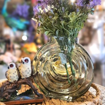 Yuvarlak Cam Vazo Yeşil Küçük Boy