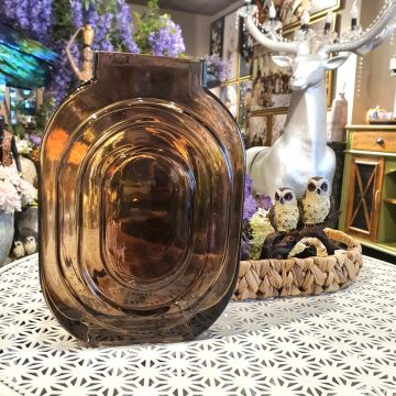 Elips Cam Vazo Kahve Orta Boy