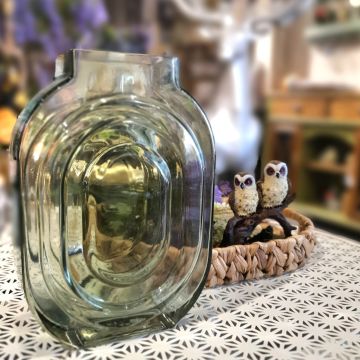 Elips Cam Vazo Yeşil Büyük Boy