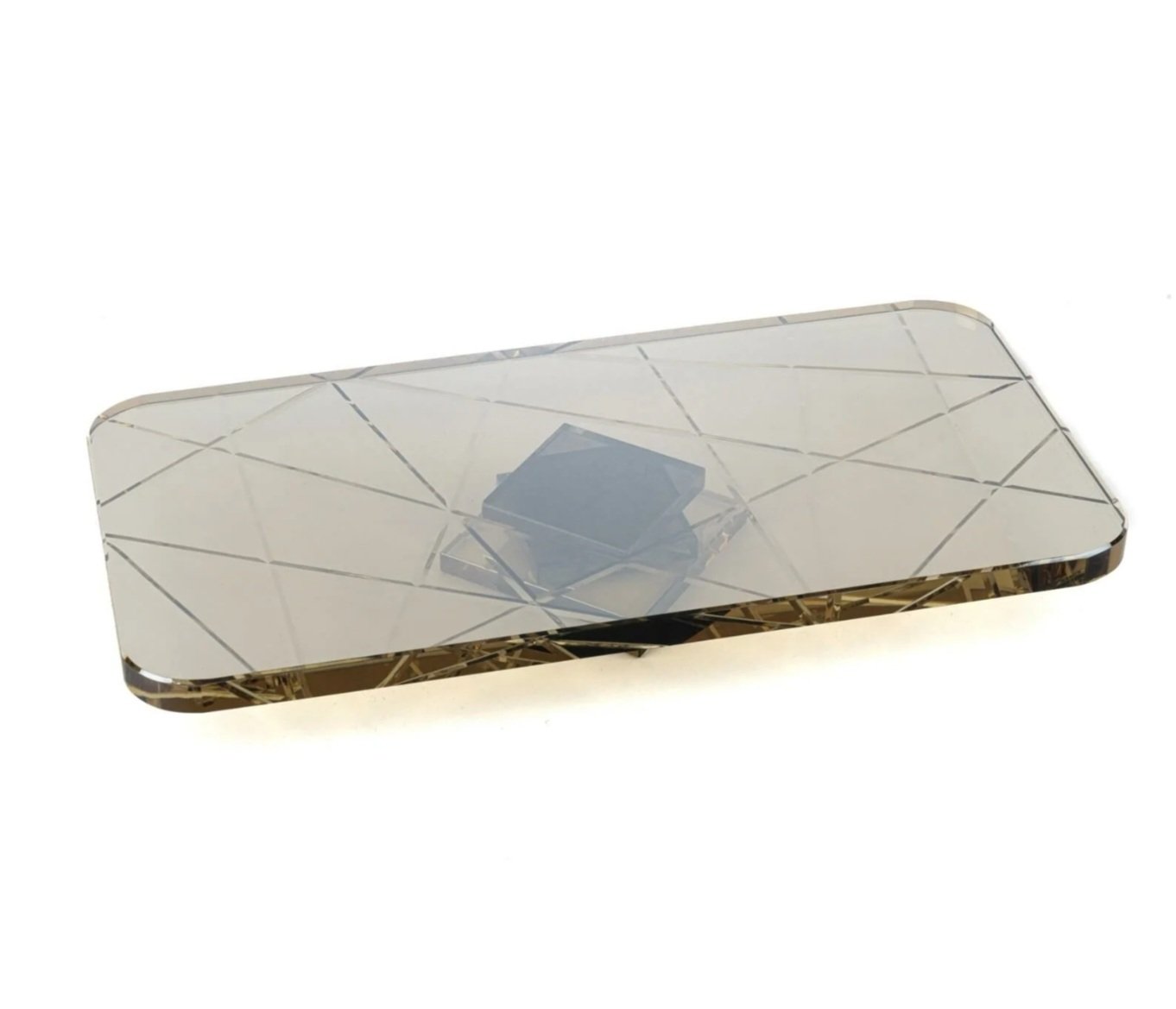 Amber Siyah Ayaklı Cam Sunumluk 30x15x4cm