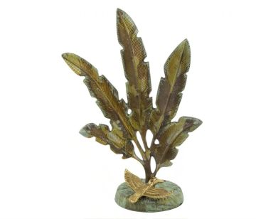 Palmiyeli Gold Yeşil Metal Dekor Obje 27x41cm