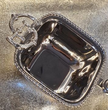 Gümüş Metal 2li Çerezlik 31x11x21cm