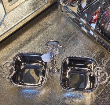 Gümüş Metal 2li Çerezlik 31x11x21cm