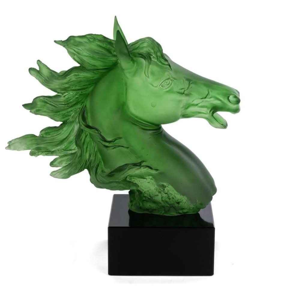 Yeşil At Dekor Cam Obje 24x10x24cm