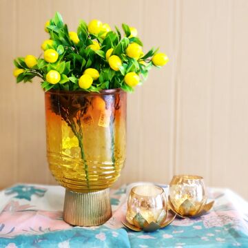 Kehribar Lale Cam Vazo 27cm