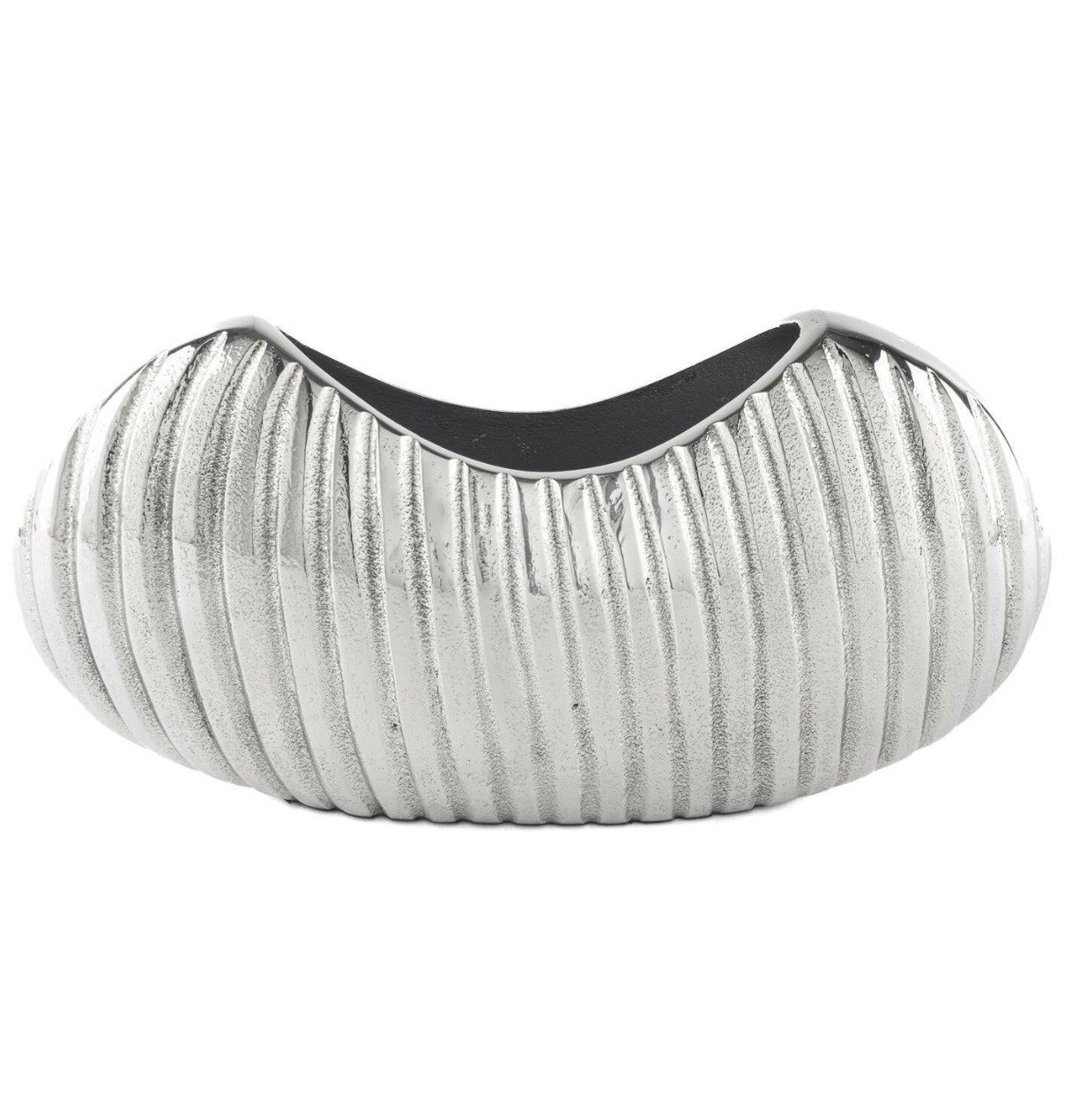 Gümüş Renk Metal Oval Vazo 34x9x16cm