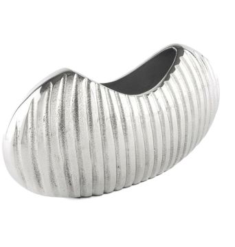 Gümüş Renk Metal Oval Vazo 34x9x16cm