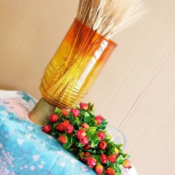 Kehribar Lale Cam Vazo 36cm