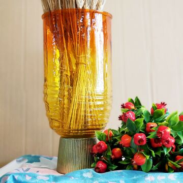 Kehribar Lale Cam Vazo 36cm