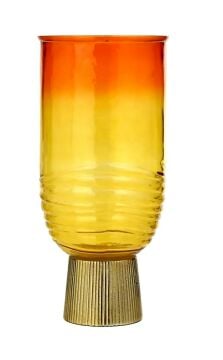 Kehribar Lale Cam Vazo 36cm