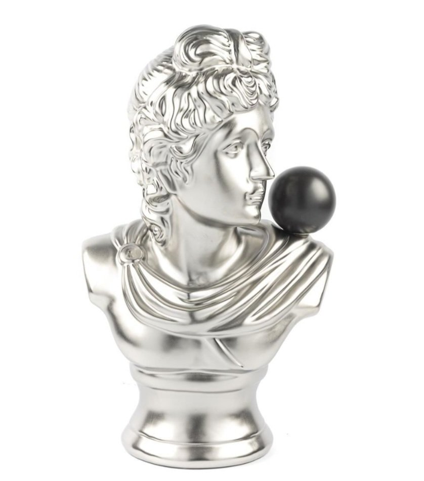 Gümüş Renk Büst Seramik Obje 26x17x45cm