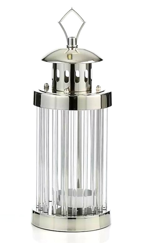 Kristal Çubuklu Mumluk Gümüş 39cm