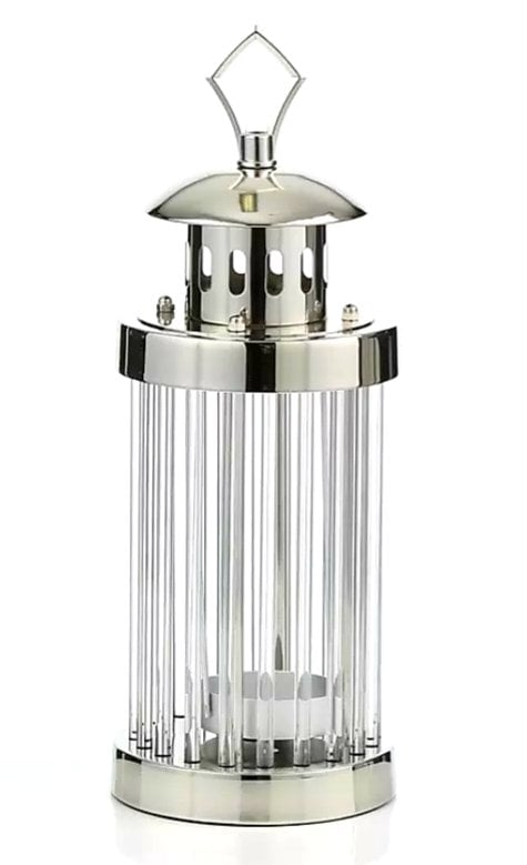 Kristal Çubuklu Mumluk Gümüş 39cm