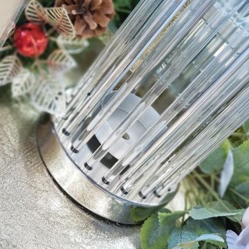 Kristal Çubuklu Mumluk Gümüş 39cm