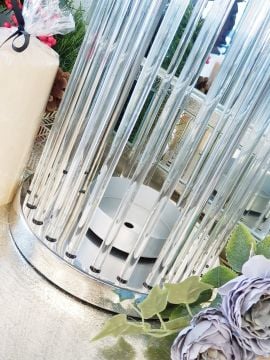 Kristal Çubuklu Mumluk Gümüş 54cm