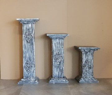 Gümüş 3 Lü Set Dekoratif Sütun