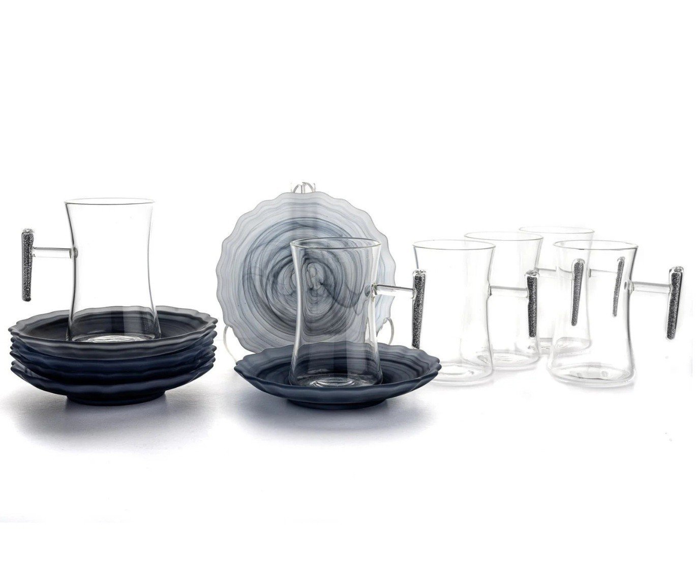 Gümüş Gri 6lı Çay Bardağı Seti