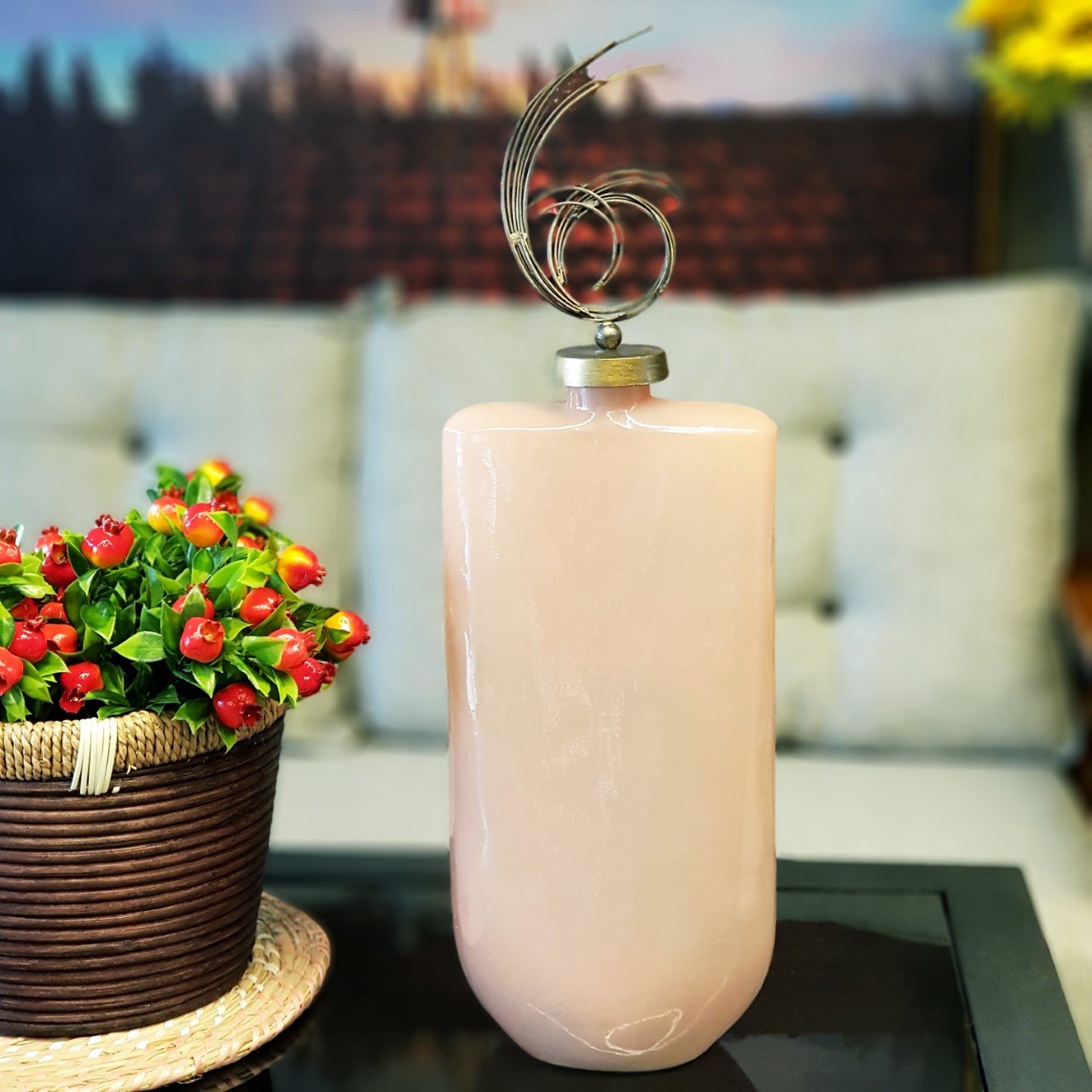 Gandi Cam Dekoratif Vazo Pembe