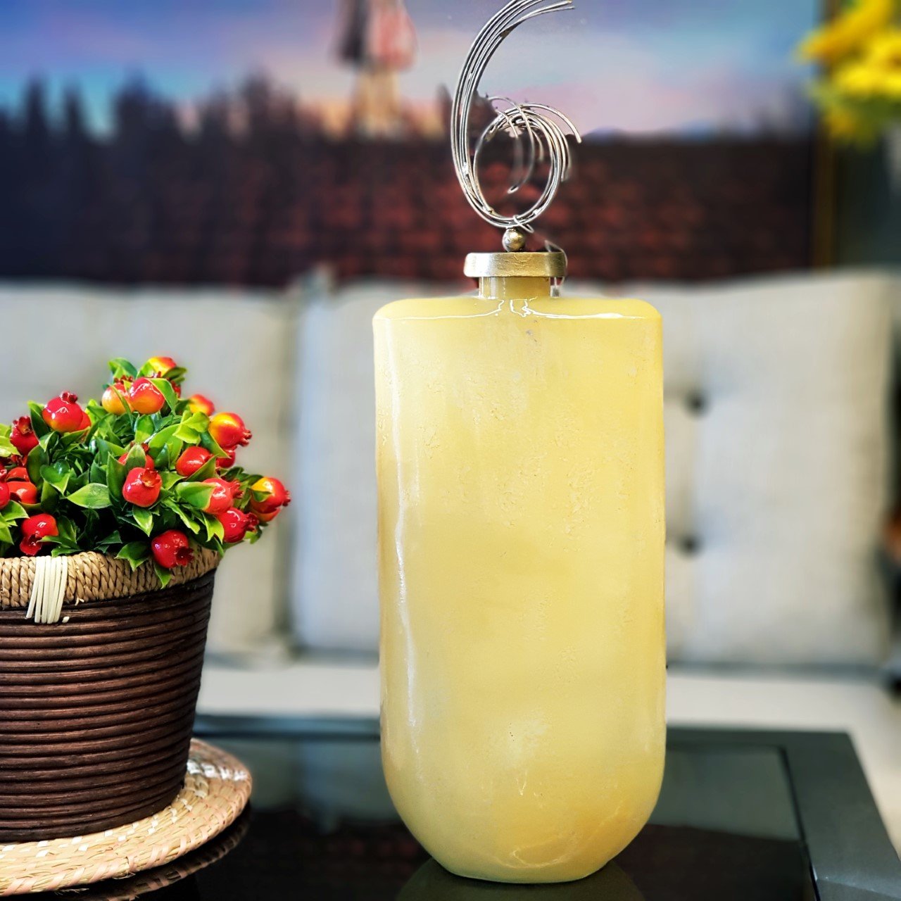 Gandi Cam Dekoratif Vazo Sarı