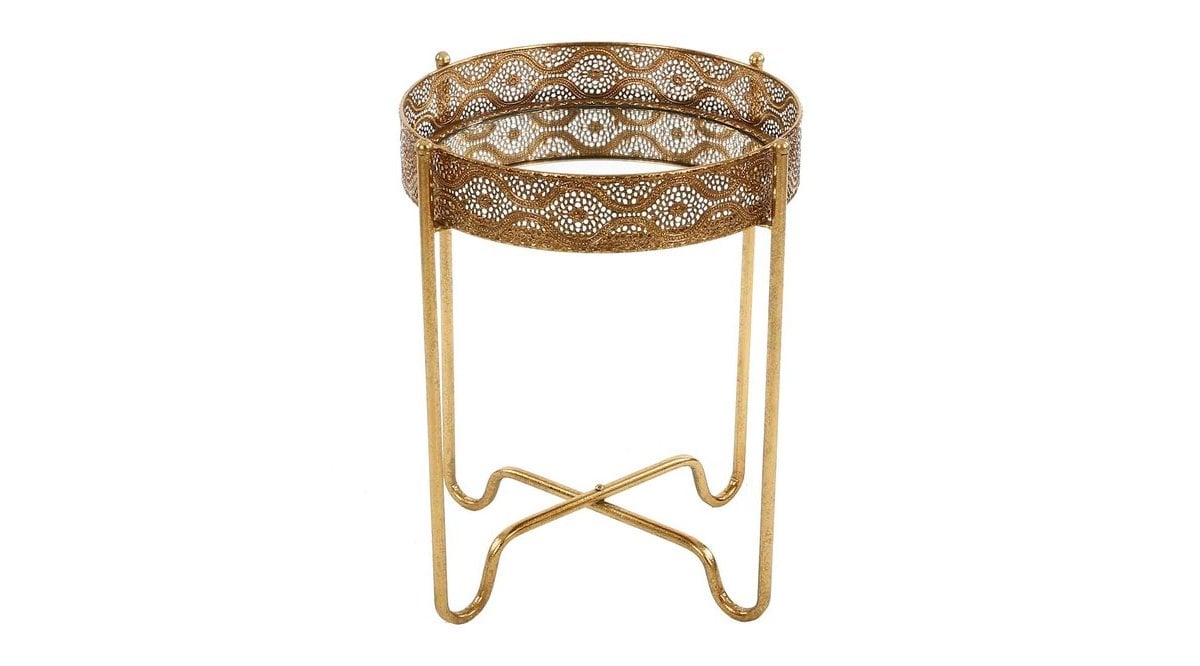 Bronz Metal Aynalı Sehpa