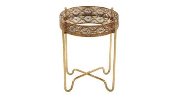 Bronz Metal Aynalı Sehpa