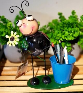 Uğur Böceği Metal Saksı & Kalemlik