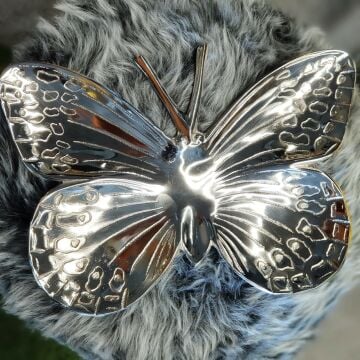 Gümüş Dekor Kelebek Tabak Büyük Boy