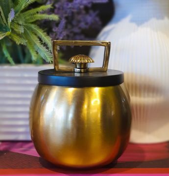 Gold&Siyah Kapaklı Metal Küp Büyük Boy 15cm