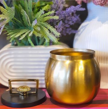 Gold&Siyah Kapaklı Metal Küp Büyük Boy 15cm