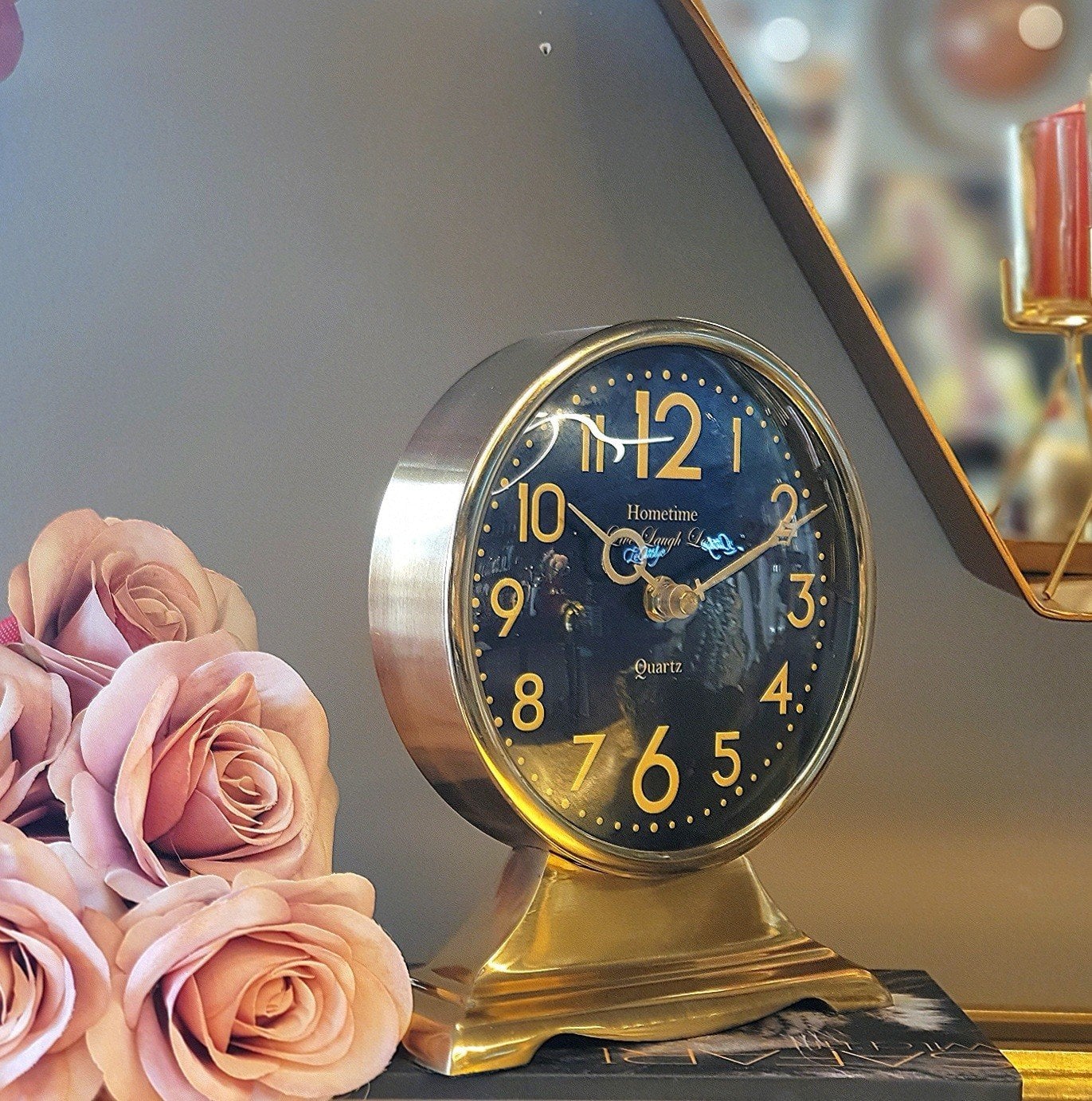 Mat Antik Pirinç Masa Saati 21cm