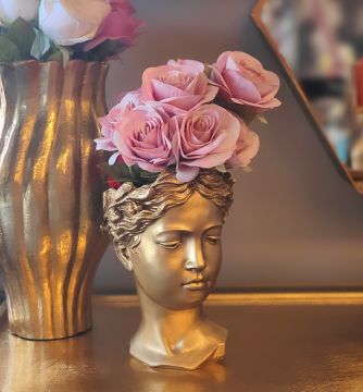 Helen Dekoratif Saksı Gold Orta Boy