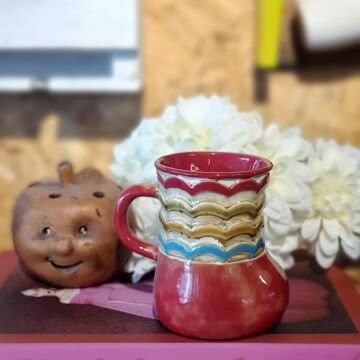 Slim Seramik Kupa Saksı & Kalemlik Kırmızı