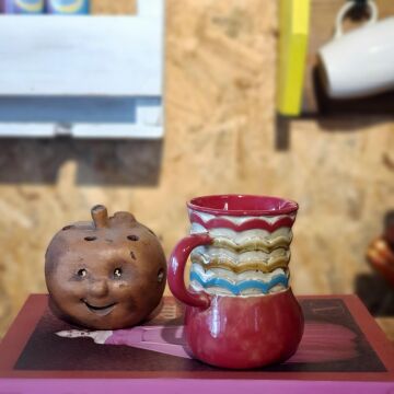 Slim Seramik Kupa Saksı & Kalemlik Kırmızı