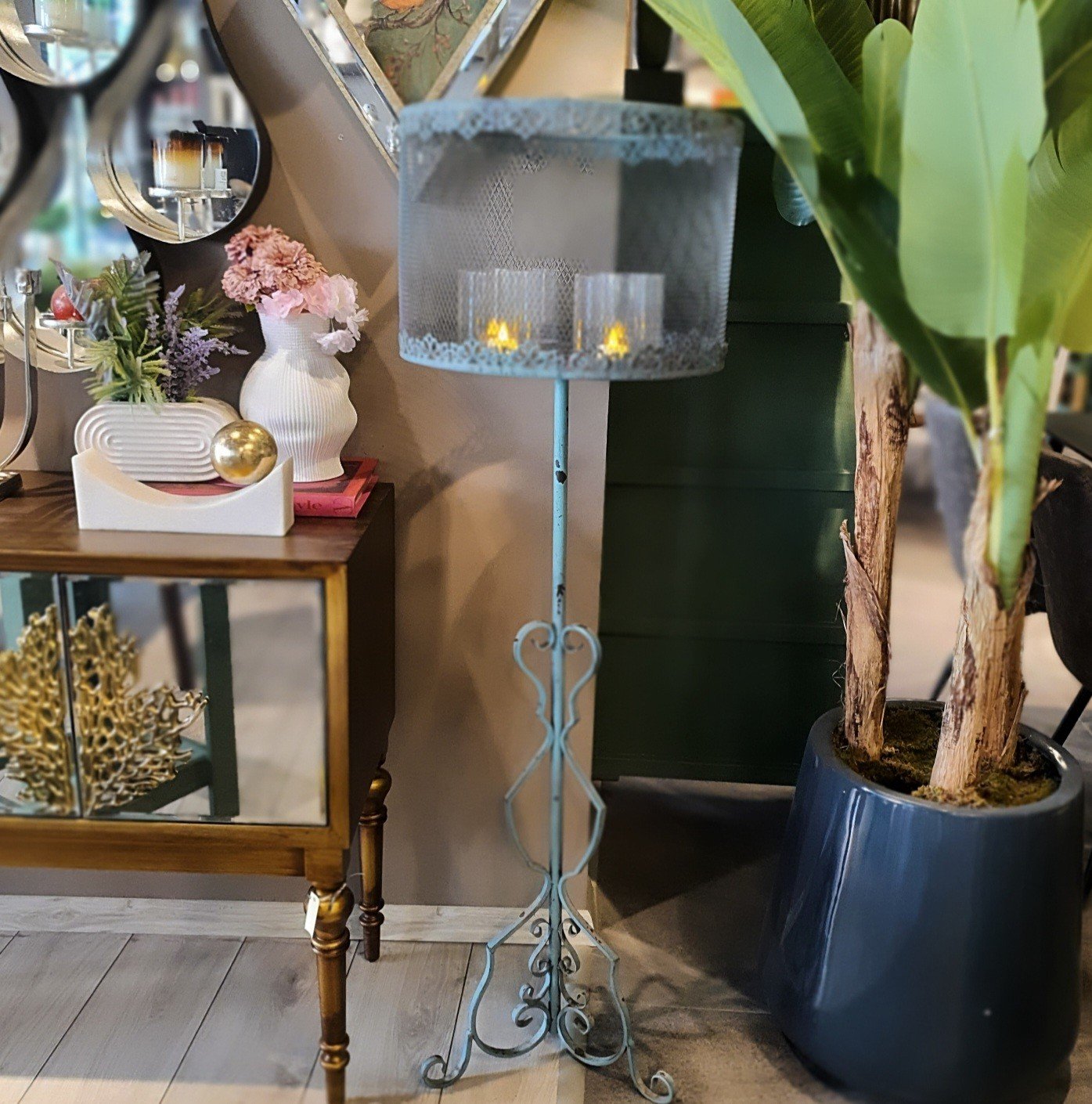 Antik Green Ayaklı Tealıght 130cm