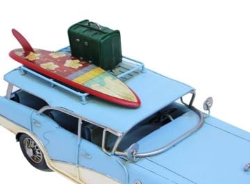 Metal Dekoratif Büyük Boy Station Vagon Araba Mavi