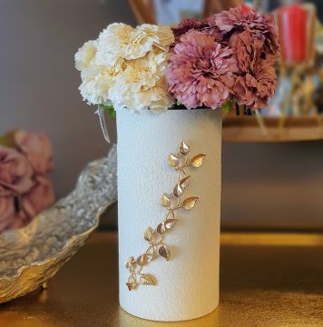 Krem Silindir Vazo 25cm