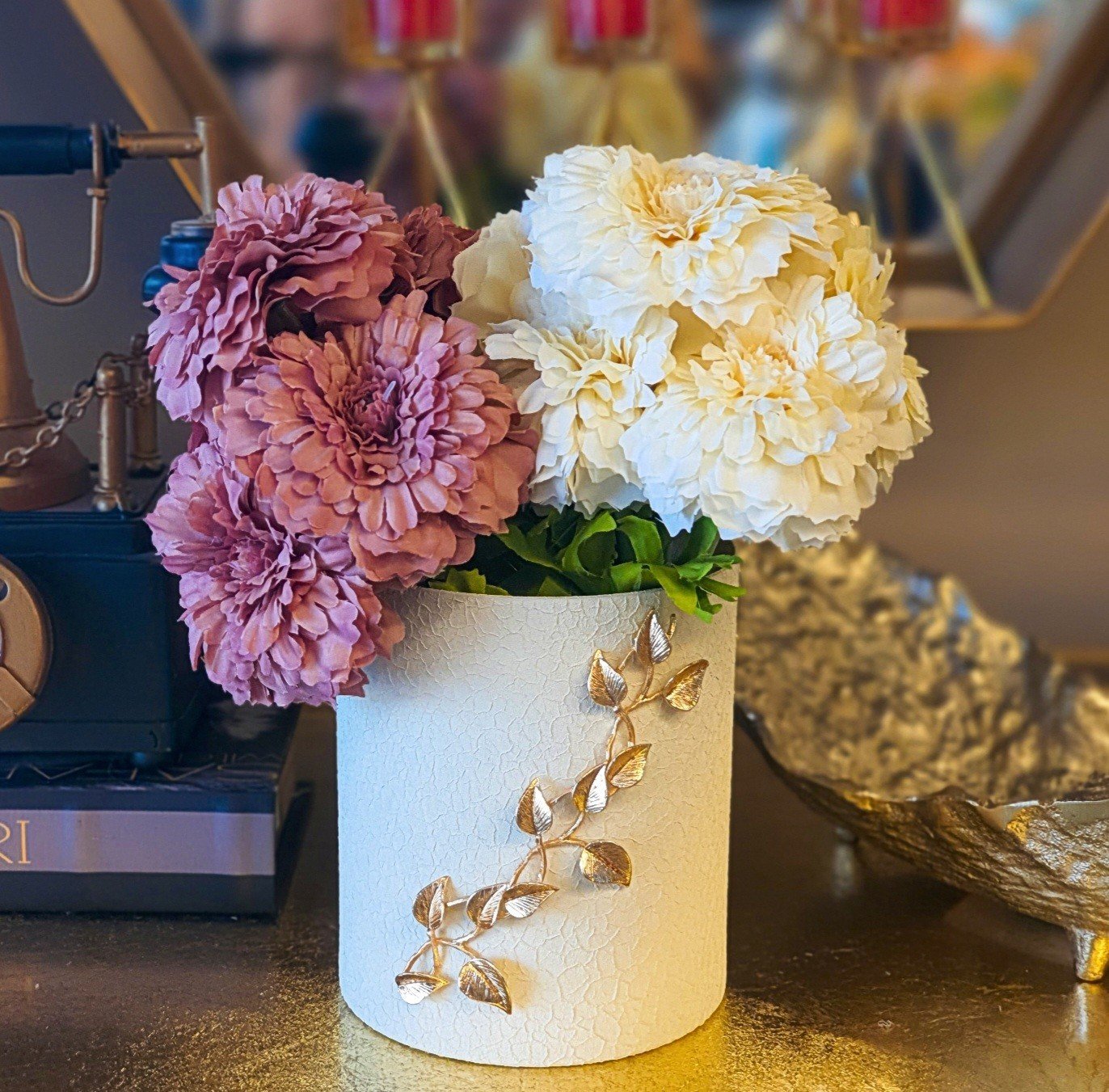 Krem Silindir Vazo 15cm