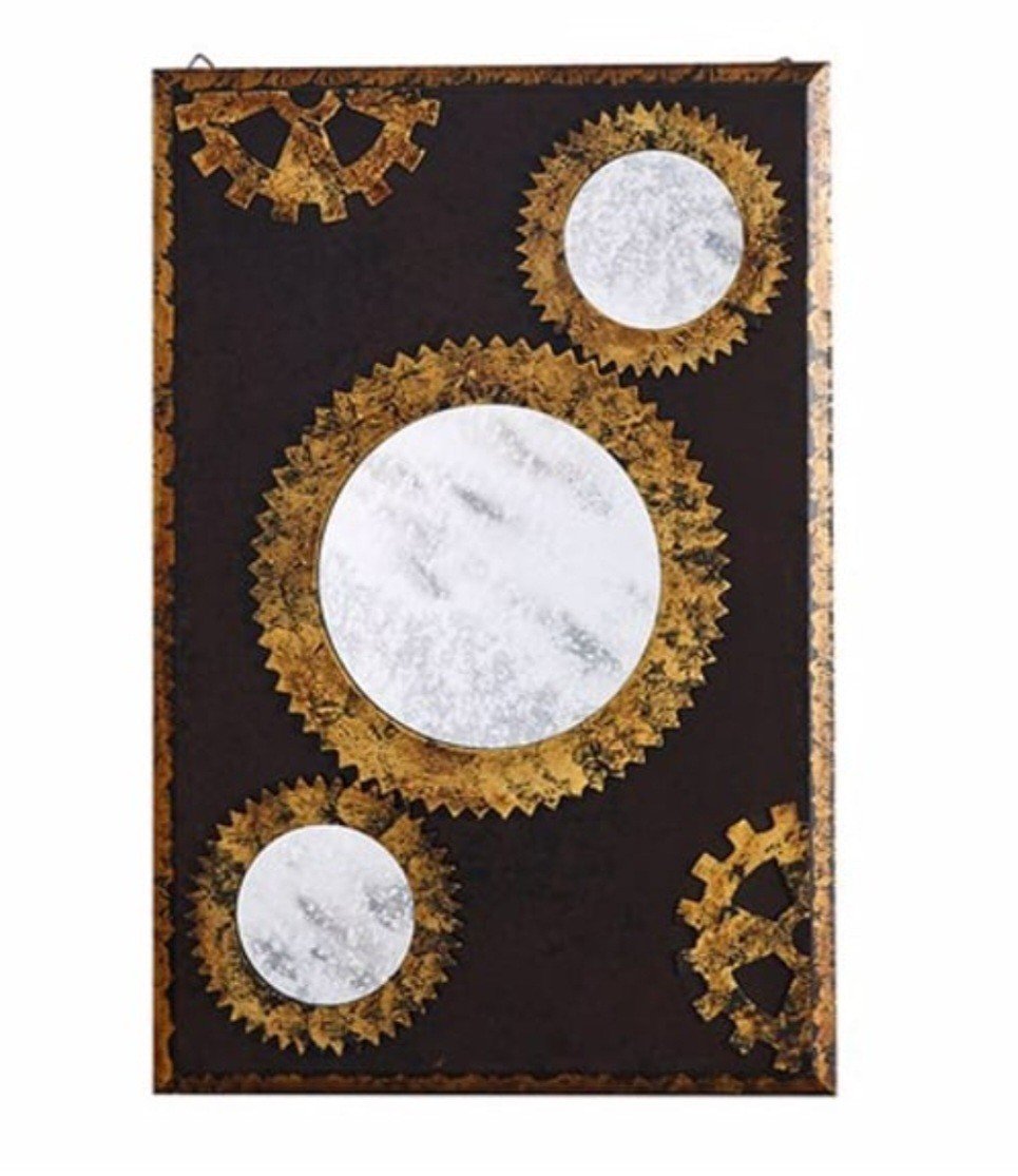 Otantik Ahşap Çark Model Duvar Aynası