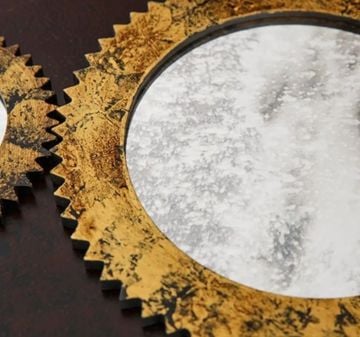 Otantik Ahşap Çark Model Duvar Aynası