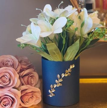 Lacivert Silindir Vazo 15cm