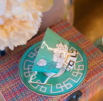 Peonia Yeşil 2li Çay Fincanı Seti 240cc